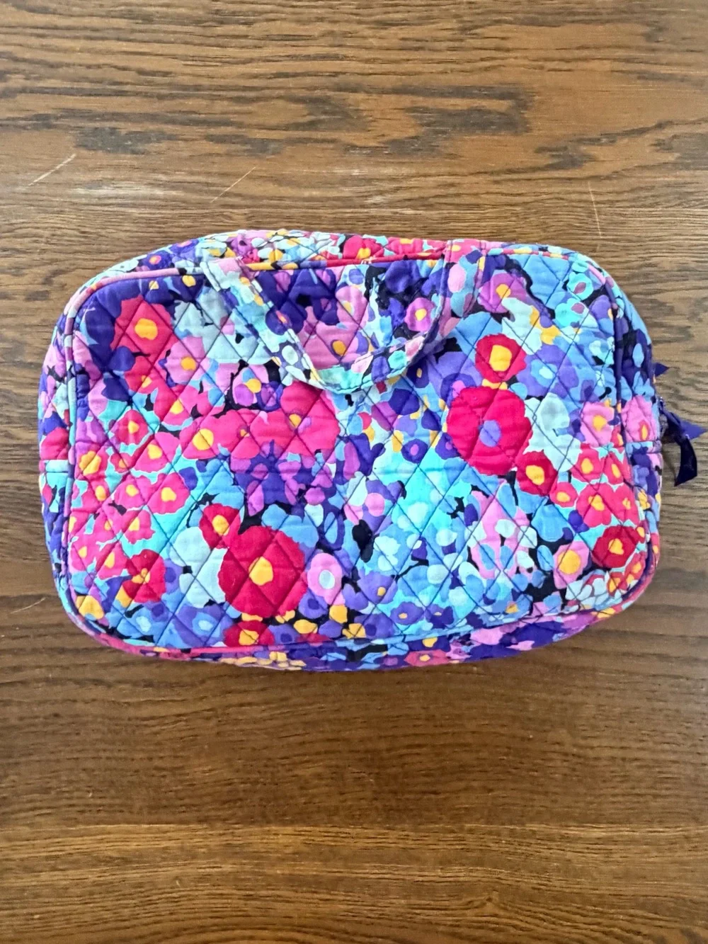 Vera Bradley Multicolor Floral Quilted Cosmetic Bag in Purple Mix